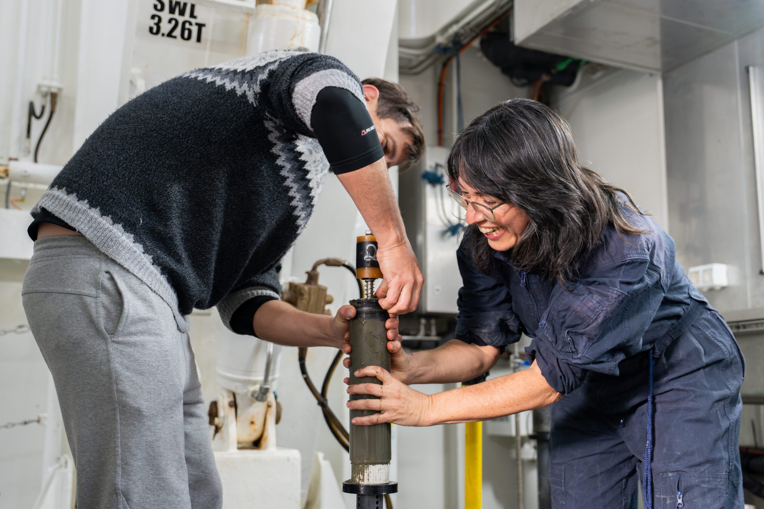 (L-R) Emiliano Ocampo (Associate Researcher, CONICET) and Graziella Bozzano (Senior Marine Geologist, Argentine Navy) and begin to process a sediment sample brought from the seafloor by ROV SuBastian.
Credit: Misha Vallejo Prut / Schmidt Ocean Institute
All visual assets (Images, videos, etc) can only be used as stated by creative commons Attribution-NonCommercial-ShareAlike
CC BY-NC-SA
Attribution — You must give appropriate credit, provide a link to the license, and indicate if changes were made. You may do so in any reasonable manner, but not in any way that suggests the licensor endorses you or your use.
NonCommercial — You may not use the material for commercial purposes.
ShareAlike — If you remix, transform, or build upon the material, you must distribute your contributions under the same license as the original.
https://creativecommons.org/licenses/by-nc-sa/4.0/